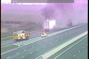 An HGV fire closes Dishforth slip road on A1M