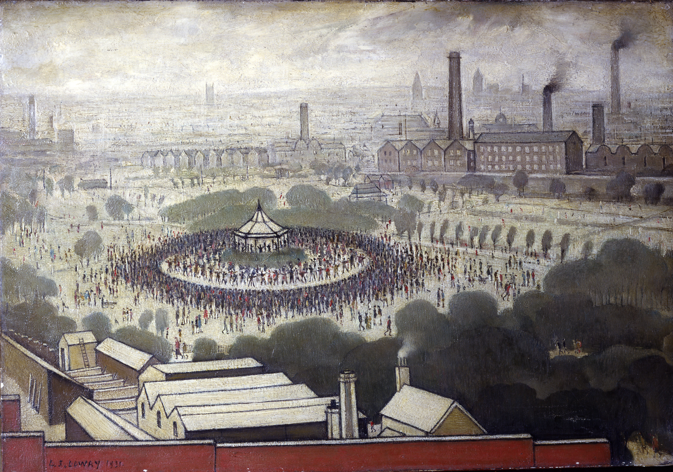 The Bandstand, Peel Park, Salford, By LS Lowry, 1931, courtesy of York Art Gallery YORAG_687-1